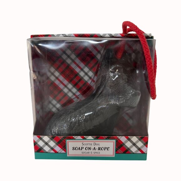 Scottie Dog Bath Soap On A Rope Sugar Spice Scent Shower Decorative Guy Gift - Picture 1 of 10